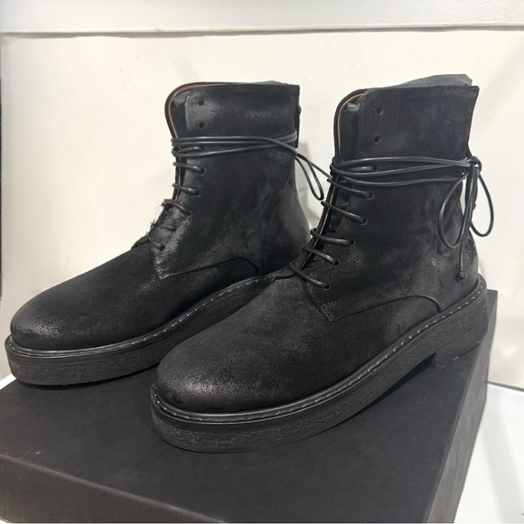 MARSELL PARRUCCA NABUCK SUEDE LEATHER ZIPPED COMBAT BOOTS BOOTIES BLACK SIZE 6 - Picture 5 of 14